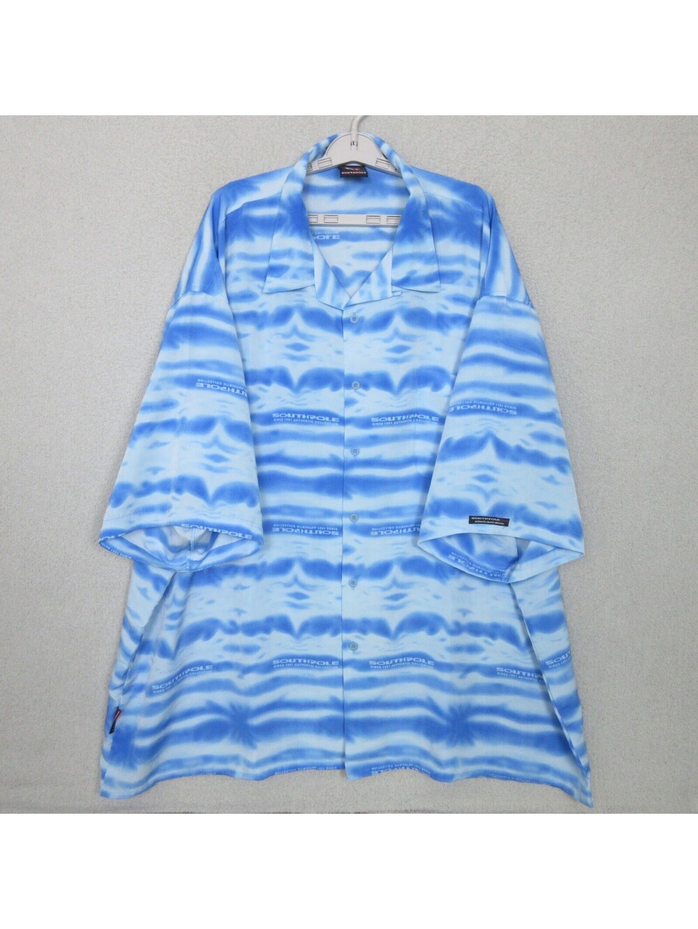 Southpole Camp Shirt Mens 4XL Blue Tie Dye Short Sleeve Button Up Logo